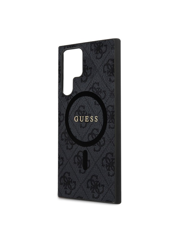 Guess Guess PU Leather 4G Colored Ring MagSafe Zadní Kryt pro Samsung Galaxy S24 Ultra Black