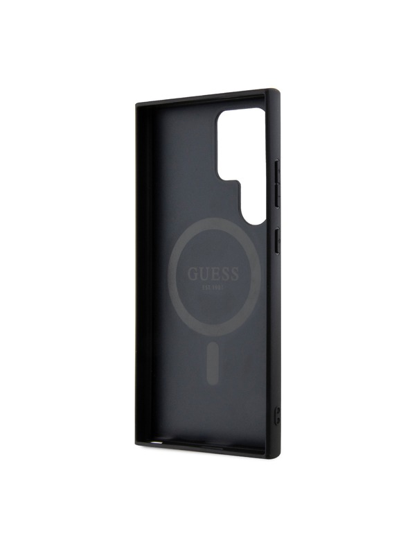 Guess Guess PU Leather 4G Colored Ring MagSafe Zadní Kryt pro Samsung Galaxy S24 Ultra Black