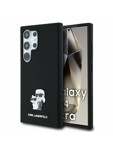 Karl Lagerfeld Karl Lagerfeld Liquid Silicone Metal Karl and Choupette Zadní Kryt pro Samsung Galaxy S24 Ultra Black