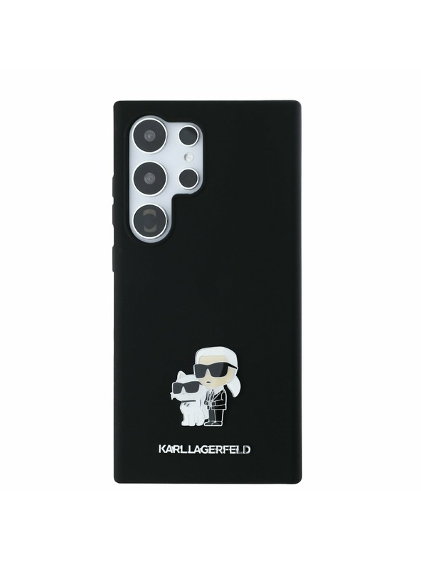 Karl Lagerfeld Karl Lagerfeld Liquid Silicone Metal Karl and Choupette Zadní Kryt pro Samsung Galaxy S24 Ultra Black