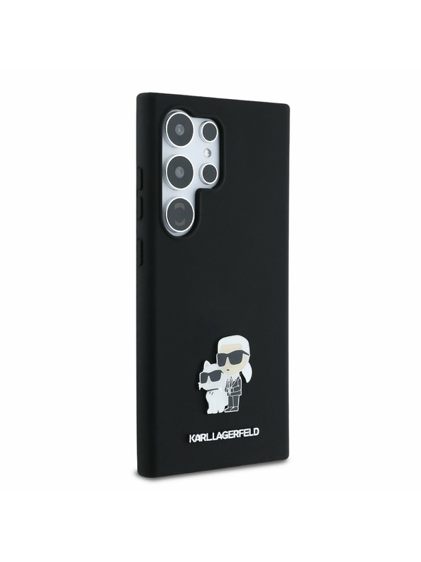 Karl Lagerfeld Karl Lagerfeld Liquid Silicone Metal Karl and Choupette Zadní Kryt pro Samsung Galaxy S24 Ultra Black