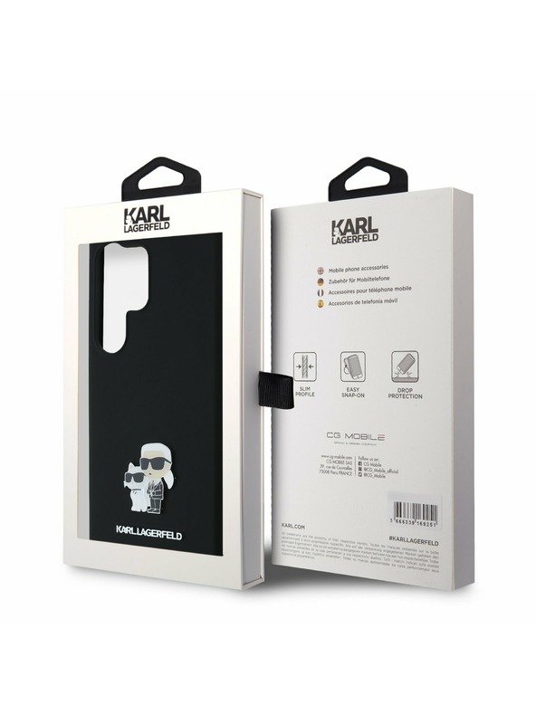 Karl Lagerfeld Karl Lagerfeld Liquid Silicone Metal Karl and Choupette Zadní Kryt pro Samsung Galaxy S24 Ultra Black