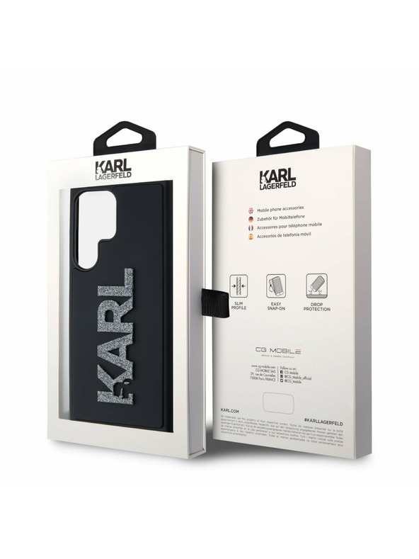 Karl Lagerfeld Karl Lagerfeld 3D Rubber Glitter Logo Zadní Kryt pro Samsung Galaxy S24 Ultra Black