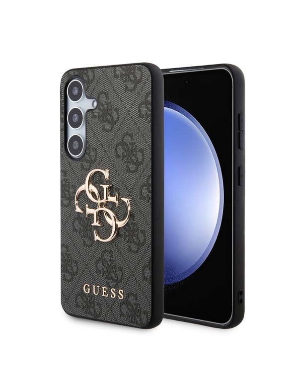 Guess Guess PU 4G Metal Logo Zadní Kryt pro Samsung Galaxy S24+ Grey