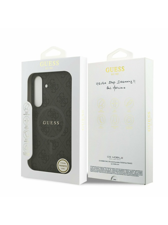 Guess Guess PU Leather 4G Colored Ring MagSafe Zadní Kryt pro Samsung Galaxy S25 FE Black
