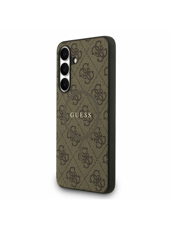 Guess Guess PU Leather 4G Colored Ring MagSafe Zadní Kryt pro Samsung Galaxy S25 FE Brown