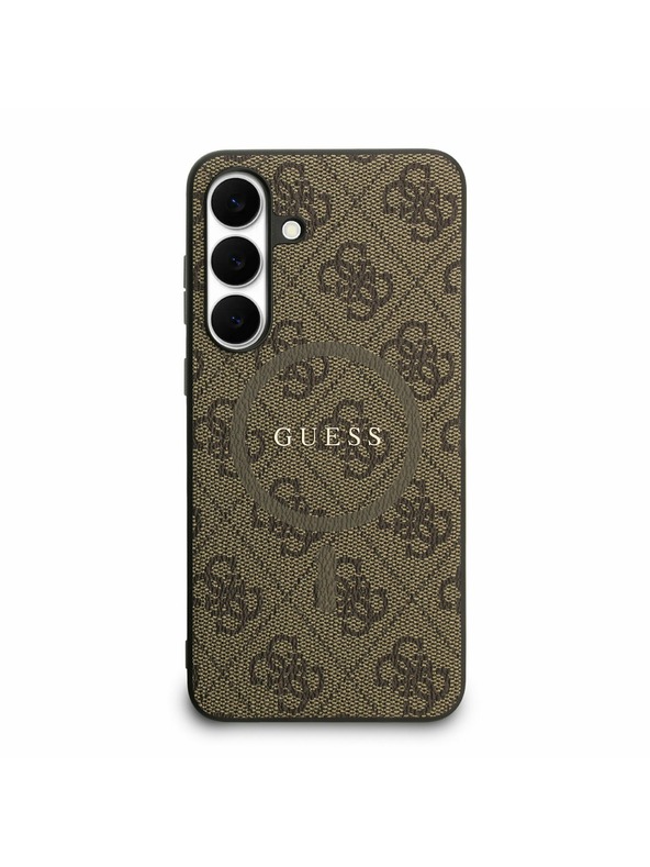 Guess Guess PU Leather 4G Colored Ring MagSafe Zadní Kryt pro Samsung Galaxy S25 FE Brown