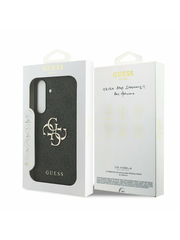 Guess Guess PU 4G Metal Logo Zadní Kryt pro Samsung Galaxy S25 FE Grey