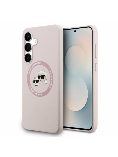 Karl Lagerfeld Karl Lagerfeld Liquid Silicone K&CH Heads MagSafe Zadní Kryt pro Samsung Galaxy S25 FE Pink