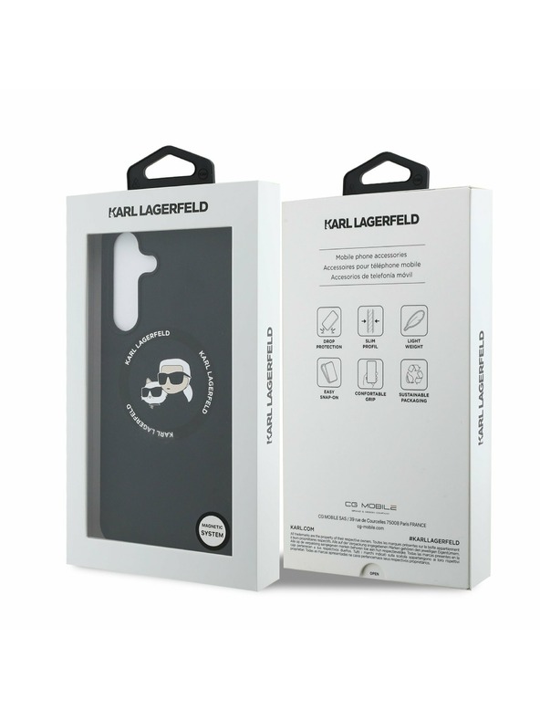 Karl Lagerfeld Karl Lagerfeld Liquid Silicone K&CH Heads MagSafe Zadní Kryt pro Samsung Galaxy S25 FE Black
