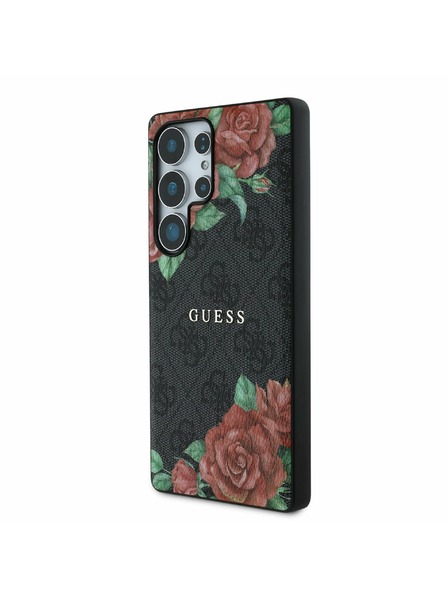 Guess Guess PU Leather 4G Flowers Print Metal Classic Logo MagSafe Zadní Kryt pro Samsung Galaxy S25 Ultra Black