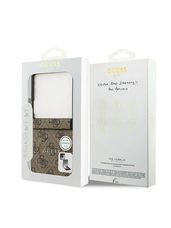 Guess Guess PU Leather 4G Colored Ring Magnetic Zadní Kryt pro Samsung Galaxy Z Flip 7 Brown