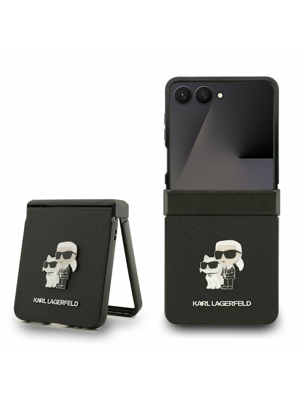 Karl Lagerfeld Karl Lagerfeld PU Saffiano Karl and Choupette Zadní Kryt pro Samsung Galaxy Z Flip 7 Black