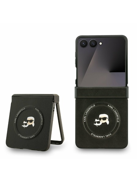 Karl Lagerfeld Karl Lagerfeld PU Karl and Choupette Heads Magnetic Zadní Kryt pro Samsung Galaxy Z Flip 7 Black