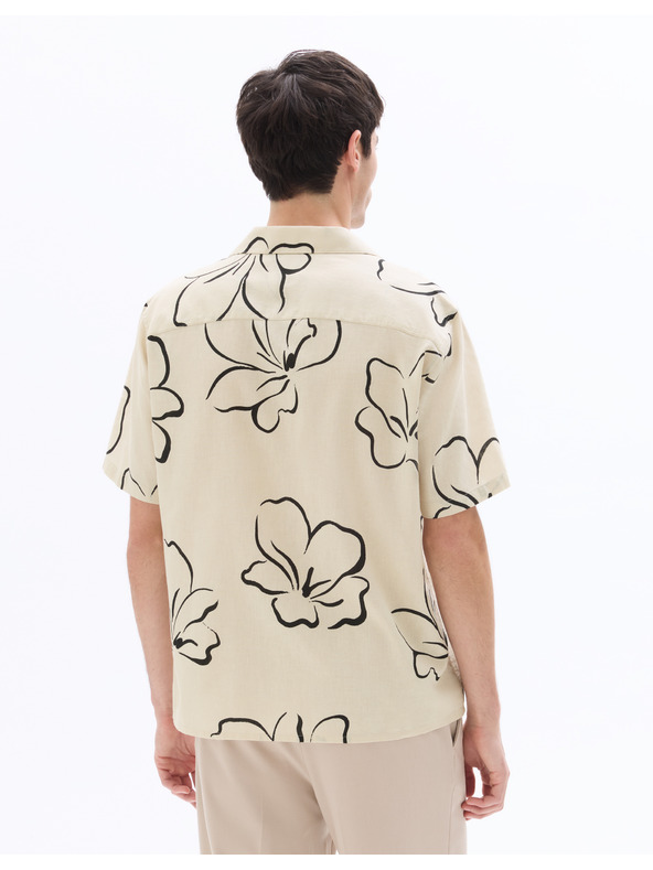 Celio Lněná košile Naflori s krátkým rukávem