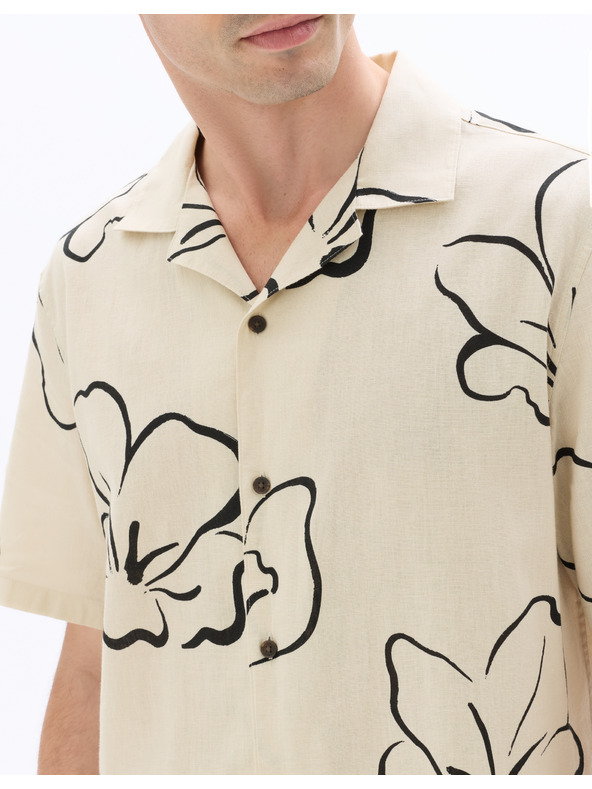 Celio Lněná košile Naflori s krátkým rukávem