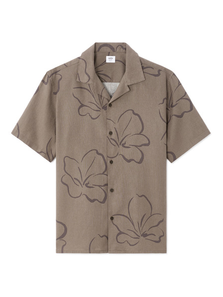 Celio Lněná košile Naflori s krátkým rukávem