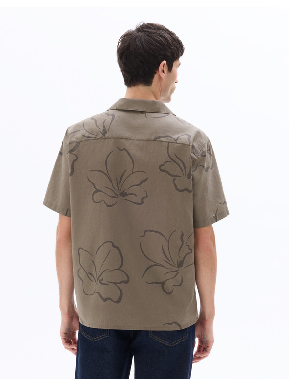 Celio Lněná košile Naflori s krátkým rukávem