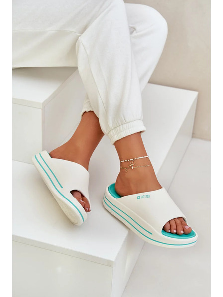 BIG STAR SHOES Dámské pantofle na platformě Big Star – bílá/mátová