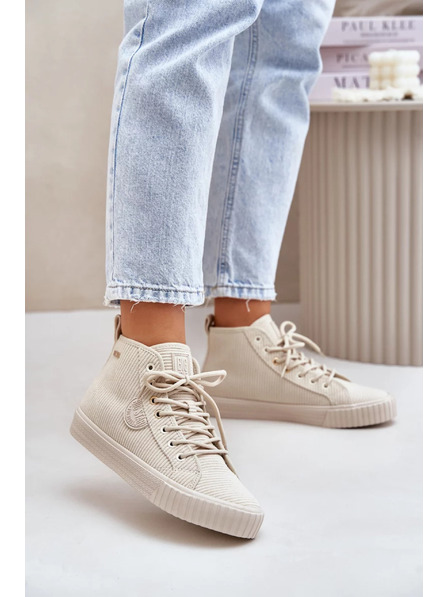 BIG STAR SHOES Dámské zateplené manšestrové tenisky Big Star Hi-Poly System - béžové