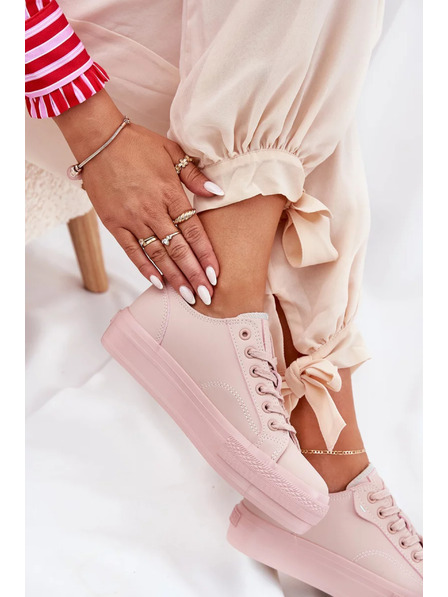 BIG STAR SHOES Dámské tenisky na platformě z ECO kůže Big Star – růžové