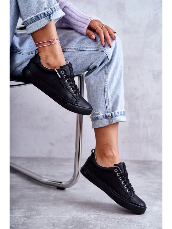 BIG STAR SHOES Dámské kožené tenisky Big Star – černé
