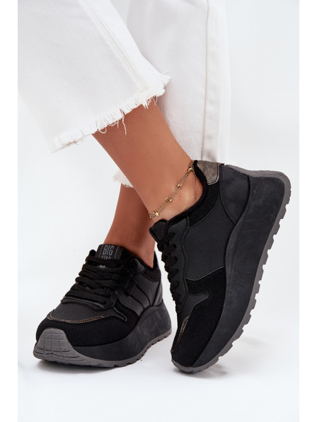 BIG STAR SHOES Dámské zateplené tenisky na platformě Big Star HI-POLY SYSTEM – černé