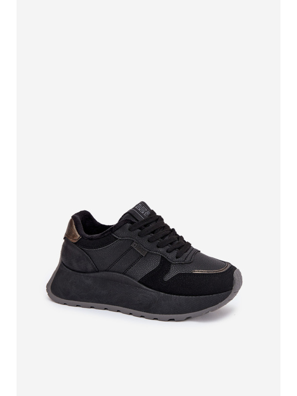 BIG STAR SHOES Dámské zateplené tenisky na platformě Big Star HI-POLY SYSTEM – černé