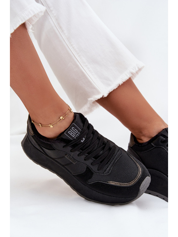 BIG STAR SHOES Dámské zateplené tenisky na platformě Big Star HI-POLY SYSTEM – černé