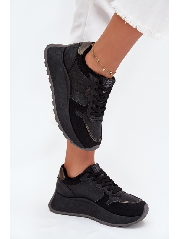 BIG STAR SHOES Dámské zateplené tenisky na platformě Big Star HI-POLY SYSTEM – černé