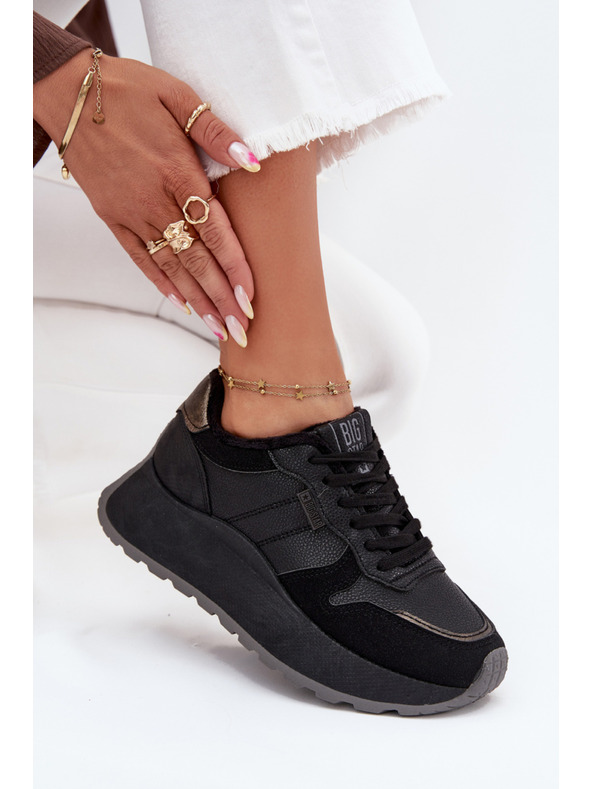 BIG STAR SHOES Dámské zateplené tenisky na platformě Big Star HI-POLY SYSTEM – černé