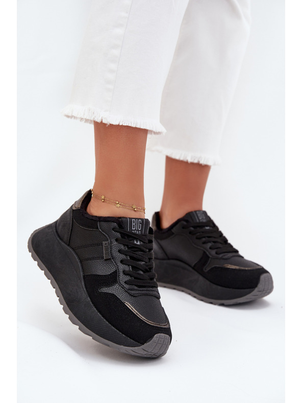 BIG STAR SHOES Dámské zateplené tenisky na platformě Big Star HI-POLY SYSTEM – černé