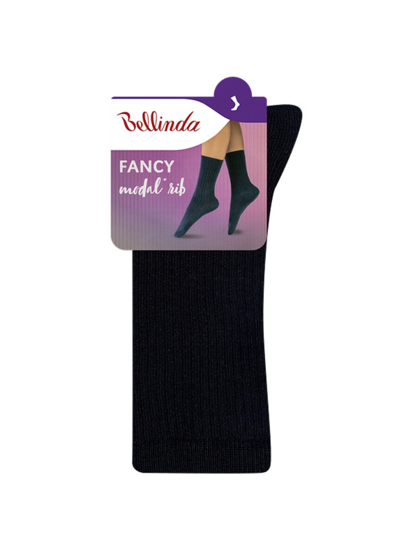 Bellinda FANCY RIB MODAL SOCKS - Dámské ponožky z modalu - černá