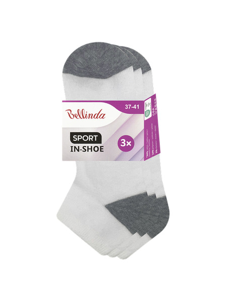 Bellinda SPORT WOMEN IN-SHOE 3x - Dámské sportovní kotníkové ponožky 3 páry - bílá