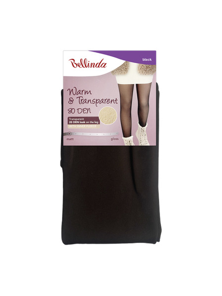 Bellinda WARM & TRANSPARENT 80 DEN WITH FLEECE - Dámské teplé punčochové kalhoty 80 DEN s flísem - černá