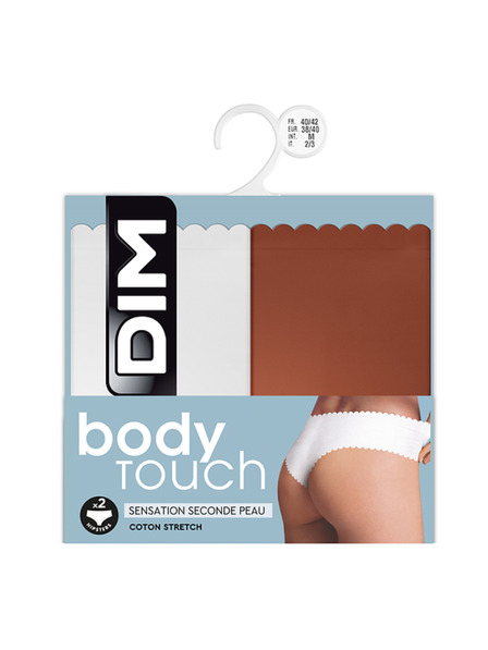 DIM DIM BODY TOUCH HIPSTER 2x - Dámské kalhotky 2 ks - cihlová - bílá