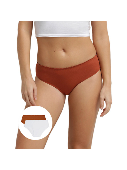 DIM DIM BODY TOUCH MIDI BRIEF 2x - Dámské kalhotky 2 ks - cihlová - bílá