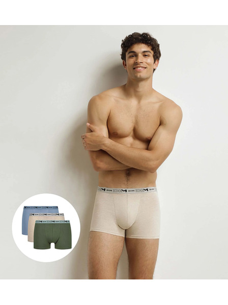 DIM DIM GOTS COTTON STRETCH BOXER 3x - Pánské boxerky z bio bavlny 3ks - zelená - světle hnědá - světle modrá
