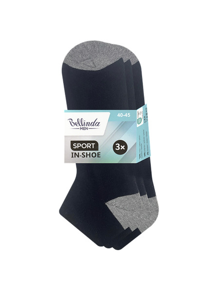 Bellinda SPORT MEN IN-SHOE 3x - Pánské kotníkové ponožky 3 páry - černá