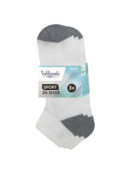 Bellinda SPORT MEN IN-SHOE 3x - Pánské kotníkové ponožky 3 páry - bílá