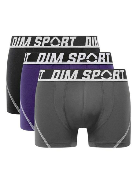 DIM DIM SPORT MICROFIBRE BOXER 3x - Pánské sportovní boxerky 3 ks - šedá - modrá - černá