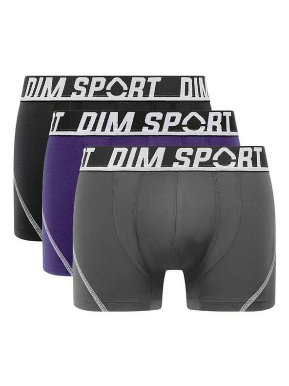 DIM DIM SPORT MICROFIBRE BOXER 3x - Pánské sportovní boxerky 3 ks - šedá - modrá - černá