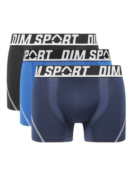 DIM DIM SPORT MICROFIBRE BOXER 3x - Pánské sportovní boxerky 3 ks - černá - modrá