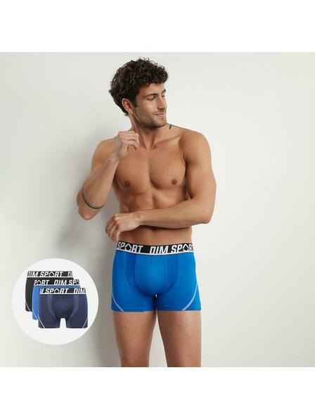 DIM DIM SPORT MICROFIBRE BOXER 3x - Pánské sportovní boxerky 3 ks - černá - modrá