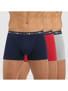 DIM Sada tří pánských boxerek v tmavě modré, červené a světle šedé barvě Dim COTTON STRETCH BOXER