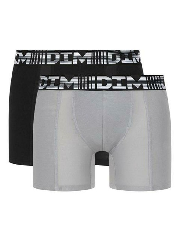 DIM Sada dvou pánských sportovních boxerek v šedé a černé barvě Dim 3D FLEX AIR LONG BOXER