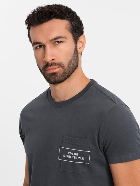 Ombre Clothing Pánské bavlněné tričko s potiskem kapes Ombre Streetstyle Ombre Clothing