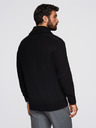Ombre Clothing Pánský bavlněný svetr se šálovým límcem - černý V4 OM-SWCD-0153 Ombre Clothing