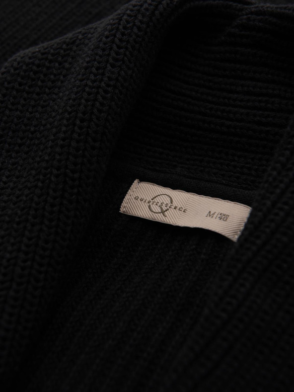 Ombre Clothing Pánský bavlněný svetr se šálovým límcem - černý V4 OM-SWCD-0153 Ombre Clothing