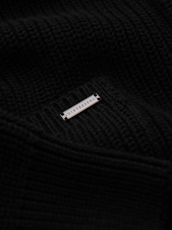 Ombre Clothing Pánský bavlněný svetr se šálovým límcem - černý V4 OM-SWCD-0153 Ombre Clothing